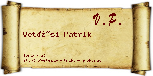 Vetési Patrik névjegykártya